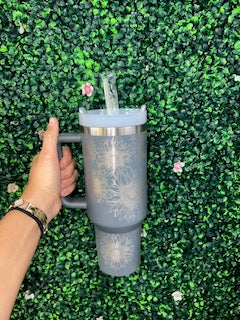 Floral Print Tumbler Dark Gray