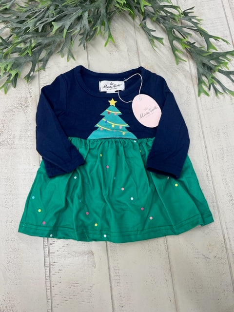 NAVY AND GREEN CHRISTMAS TREE DRESSY ROMPER