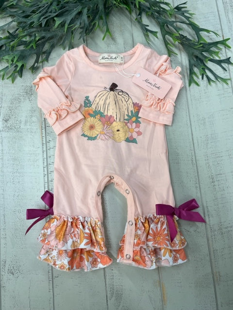 PEACH PUMPKIN GARDEN RUFFLE ROMPER