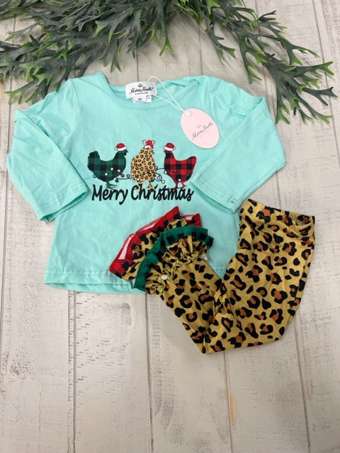 LEOPARD CHICKEN CHRISTMAS RUFFLE OUTFIT