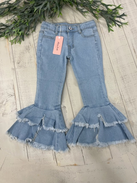 LIGHTWASH DISTRESSED BELL DENIM