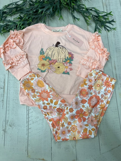 PEACH PUMPKIN GARDEN RUFFLE OUTFIT