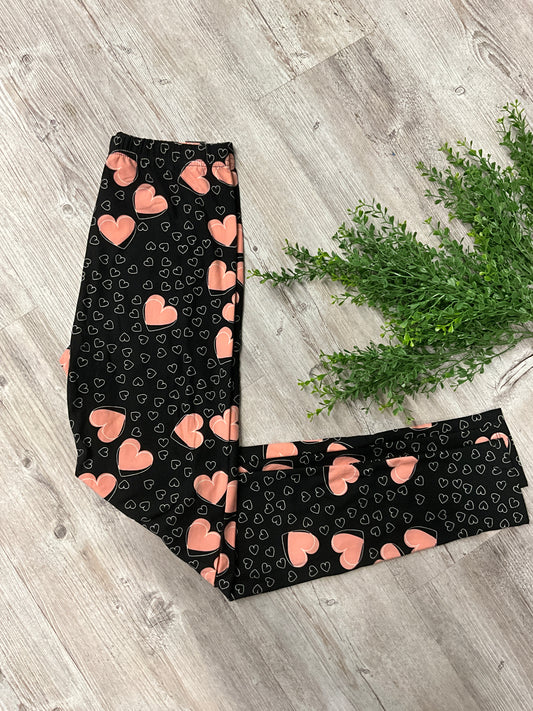 OS PINK & BLACK HEART LEGGING